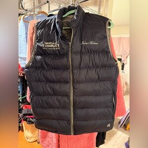 Black Puffer Vest with Embroidered Logo